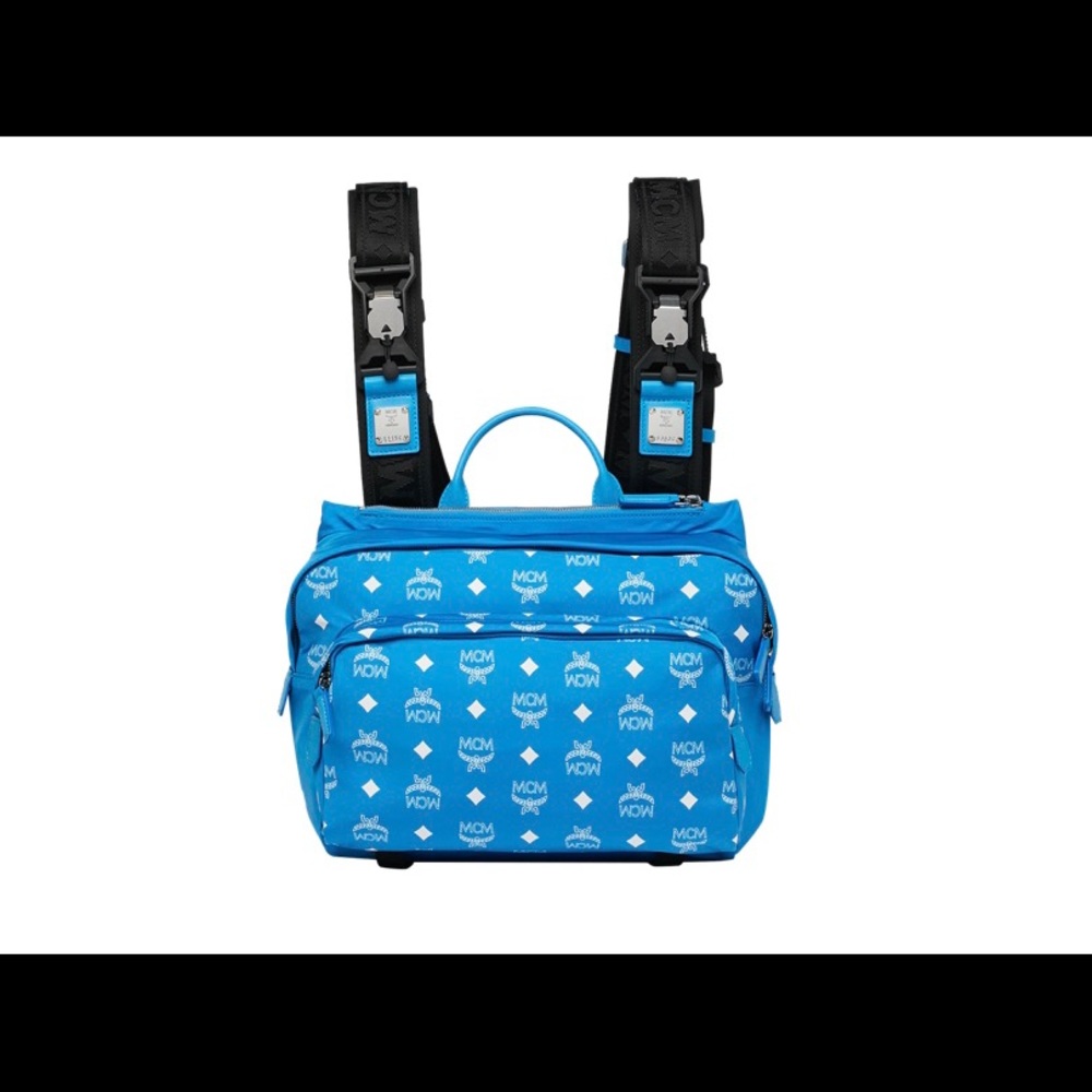 MCM Twin Chest Rig Backpack Vest in Nylon Blue